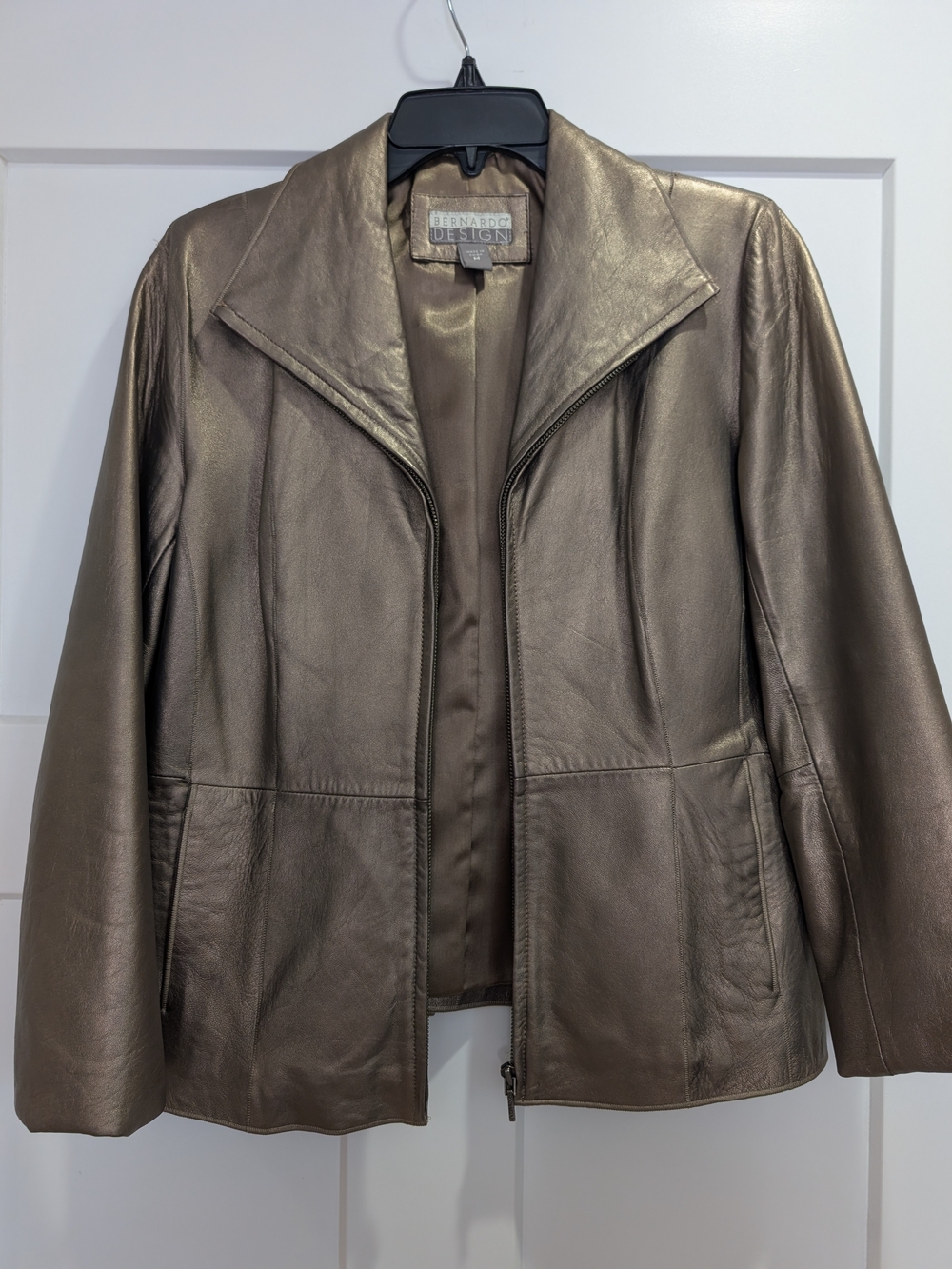 Bernardo Metallic Brown Leather Zip Jacket